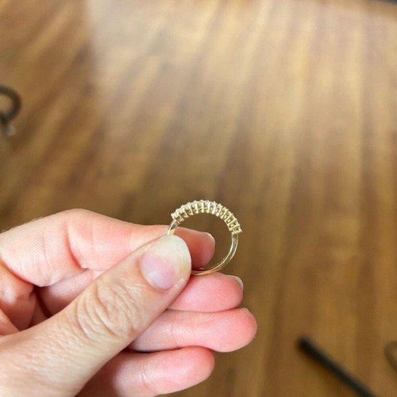 emerald cut half eternity band Moissanite ring - Picture 2 of 7